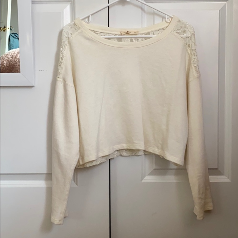 hollister mesh back crew neck sweater